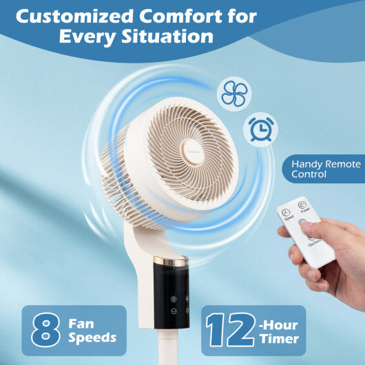 Compact Oscillating Standing Fan with 70 Oscillation and 90 Tilt for Home Office-Black LuxuryLifeWay Online Store