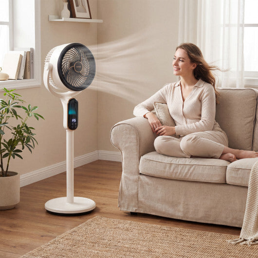 Oscillating Pedestal Fan with 8 Speeds Remote and 12H Timer-White LuxuryLifeWay Online Store