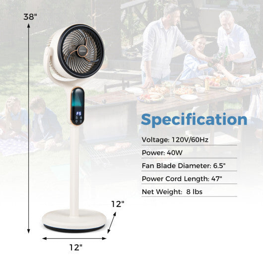 Oscillating Pedestal Fan with 8 Speeds Remote and 12H Timer-White LuxuryLifeWay Online Store