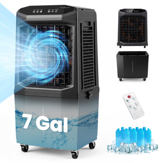Swamp Cooler 1800 CFM Evaporative Air Cooler with 7 Gal Detachable Water Tank-Black LuxuryLifeWay Online Store