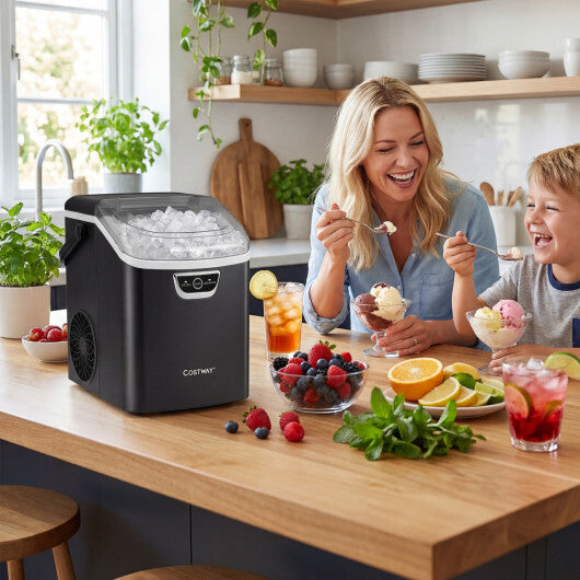 Nugget Ice Maker Countertop with Audible Ice Full Alarm-Black LuxuryLifeWay Online Store