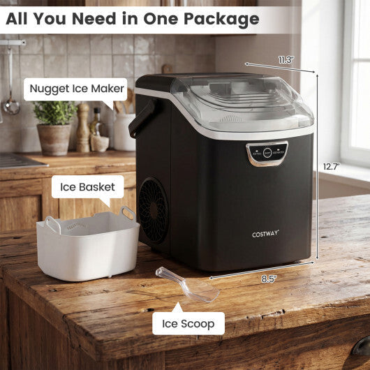 Nugget Ice Maker Countertop with Audible Ice Full Alarm-Black LuxuryLifeWay Online Store