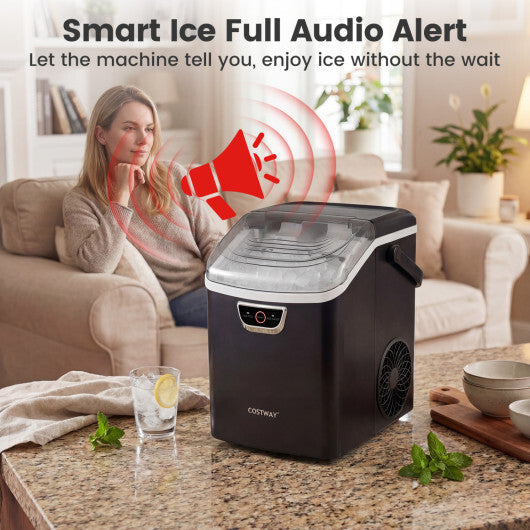 Nugget Ice Maker Countertop with Audible Ice Full Alarm-Black LuxuryLifeWay Online Store