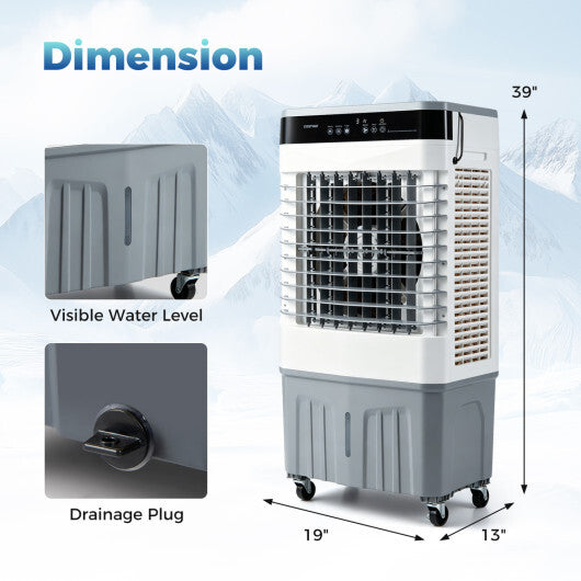 2100 CFM 3-in-1 Evaporative Air Cooler with 5.3 Gal Water Tank for Indoor Outdoor-White LuxuryLifeWay Online Store