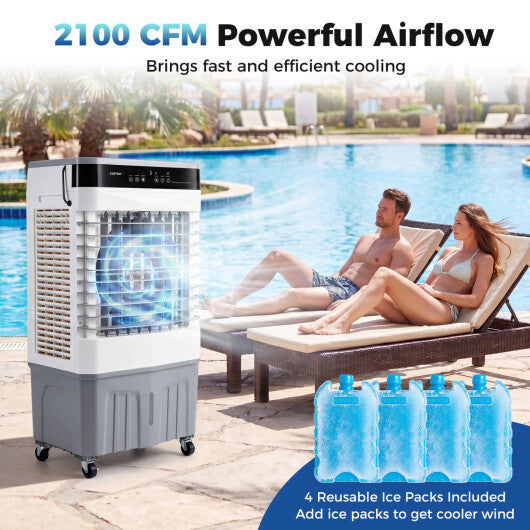2100 CFM 3-in-1 Evaporative Air Cooler with 5.3 Gal Water Tank for Indoor Outdoor-White LuxuryLifeWay Online Store