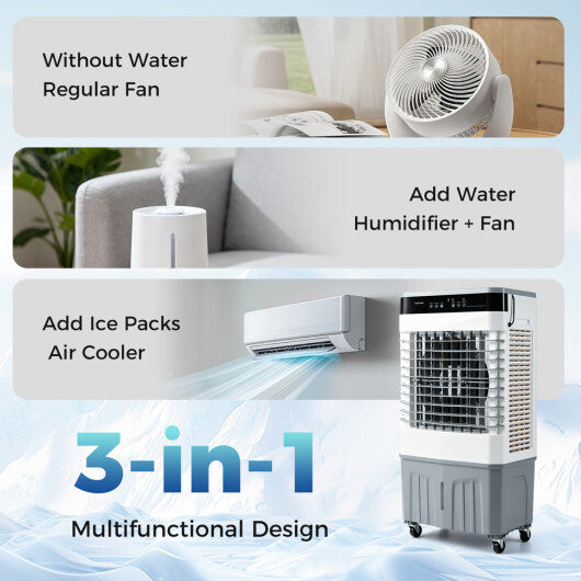 2100 CFM 3-in-1 Evaporative Air Cooler with 5.3 Gal Water Tank for Indoor Outdoor-White LuxuryLifeWay Online Store