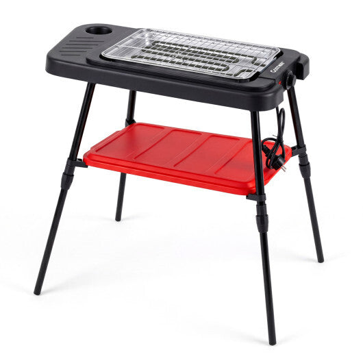 1500W 2-in-1 Electric Grill with Detachable Stand and Dual Plates for Balcony-Red LuxuryLifeWay Online Store