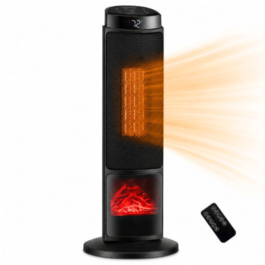 24 inch 1500W PTC Ceramic Tower Space Heater with 7-Color Flame-Black LuxuryLifeWay Online Store
