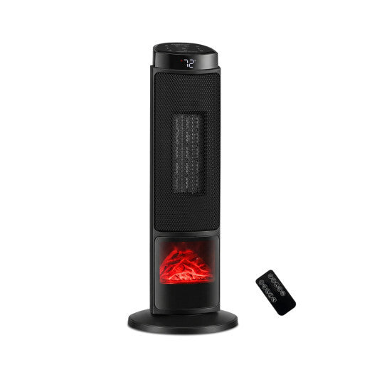 24 inch 1500W PTC Ceramic Tower Space Heater with 7-Color Flame-Black LuxuryLifeWay Online Store