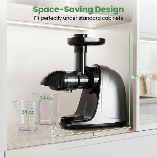 Cold Press Juicer Machine with 95% High Yield and 2-Speed Modes-Sliver LuxuryLifeWay Online Store