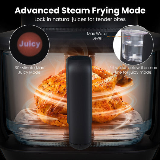 4.7 QT Glass Air Fryer with Steam Frying Mode-Black LuxuryLifeWay Online Store