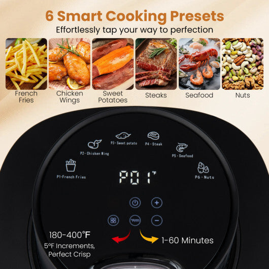 4.7 QT Glass Air Fryer with Steam Frying Mode-Black LuxuryLifeWay Online Store