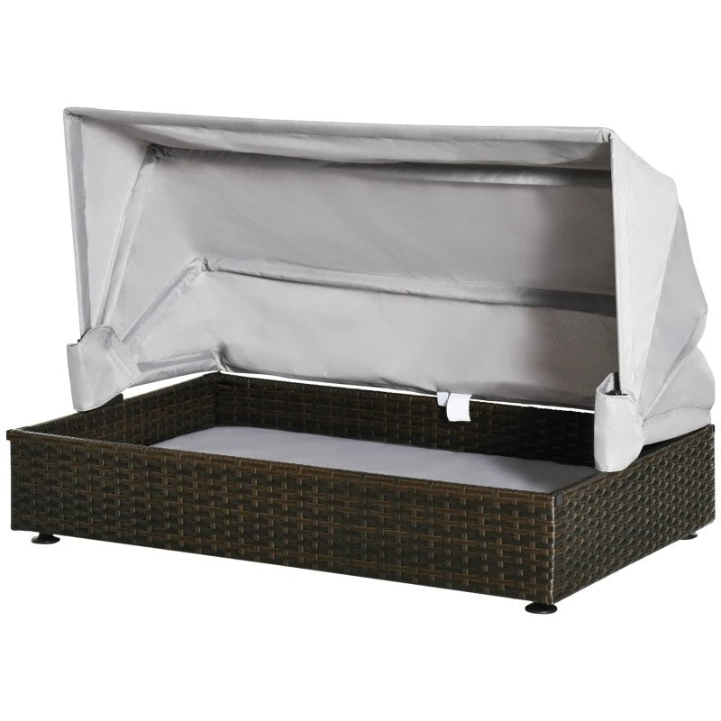 Espresso Wicker Foldable Canopy Raised Dog Bed House with 2 in Thick Cushion LuxuryLifeWay Online Store