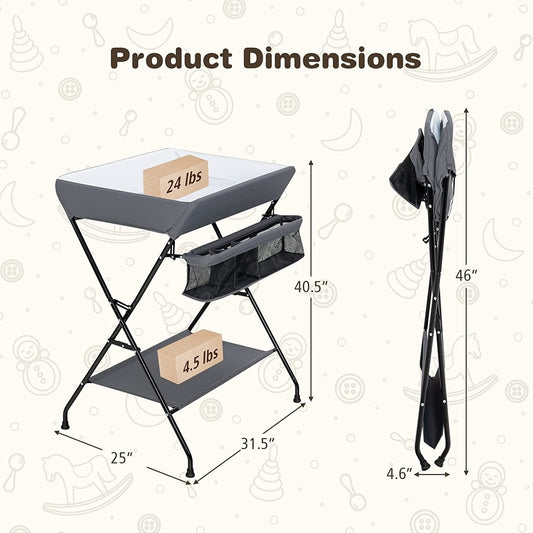 Grey Folding  Wide Nursery Diaper Baby  Changing Table LuxuryLifeWay Online Store
