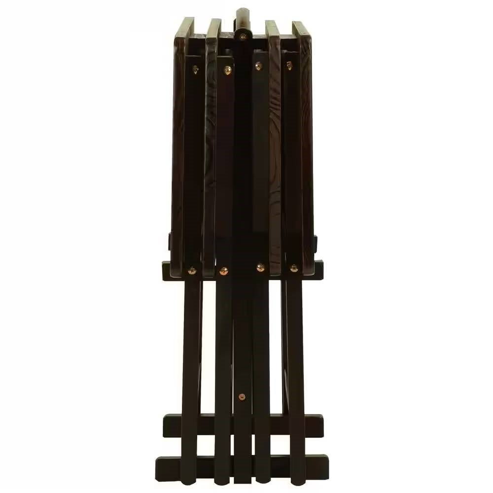 Set of 4 - Folding TV Tray Table Set with Stand in Dark Brown Wood Finish LuxuryLifeWay Online Store