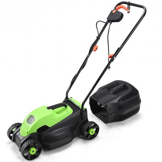 13 Inch Electric Push Lawn Corded Mower with Grass Bag-Green LuxuryLifeWay Online Store