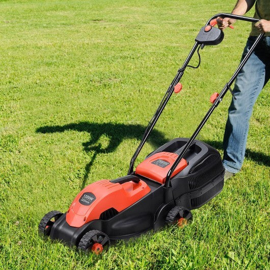 13 Inch Electric Push Lawn Corded Mower with Grass Bag-Red - Color: Red LuxuryLifeWay Online Store