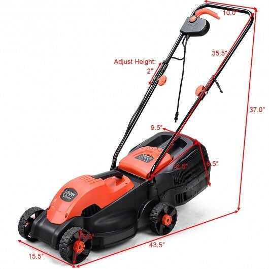 13 Inch Electric Push Lawn Corded Mower with Grass Bag-Red - Color: Red LuxuryLifeWay Online Store
