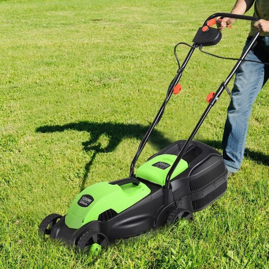 13 Inch Electric Push Lawn Corded Mower with Grass Bag-Green LuxuryLifeWay Online Store