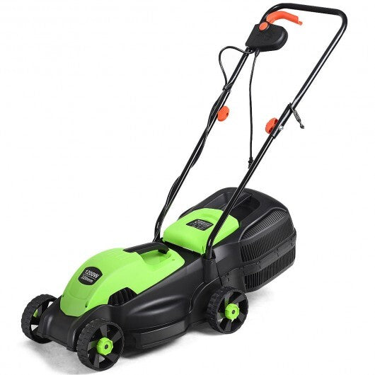 13 Inch Electric Push Lawn Corded Mower with Grass Bag-Green LuxuryLifeWay Online Store
