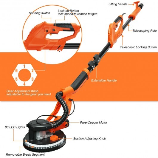 Electric Foldable Drywall Sander 750W Variable Speed - Color: Orange LuxuryLifeWay Online Store