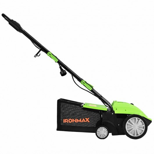 13 Inch 12 Amp Electric Scarifier with Collection Bag and Removable Blades-Green LuxuryLifeWay Online Store