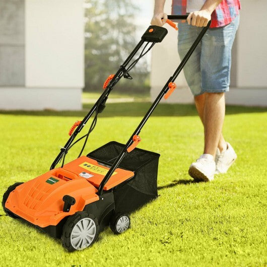 13 Inch 12 Amp Electric Scarifier with Collection Bag and Removable Blades-Green LuxuryLifeWay Online Store