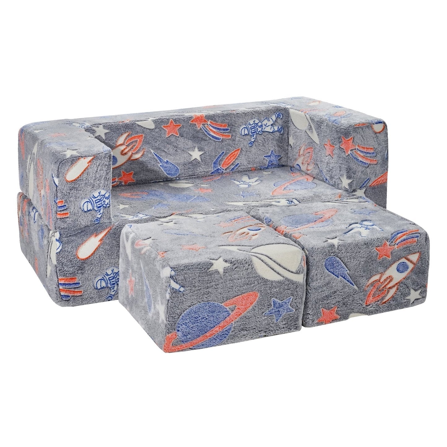 Kids Couch, 4Pcs Toddler Couch Sofa Bed, Kids Chair Seat Playroom Furniture, Child Sectional Sofa with Removable Cover for Kids Girls & Boys, Dark Grey LuxuryLifeWay Online Store