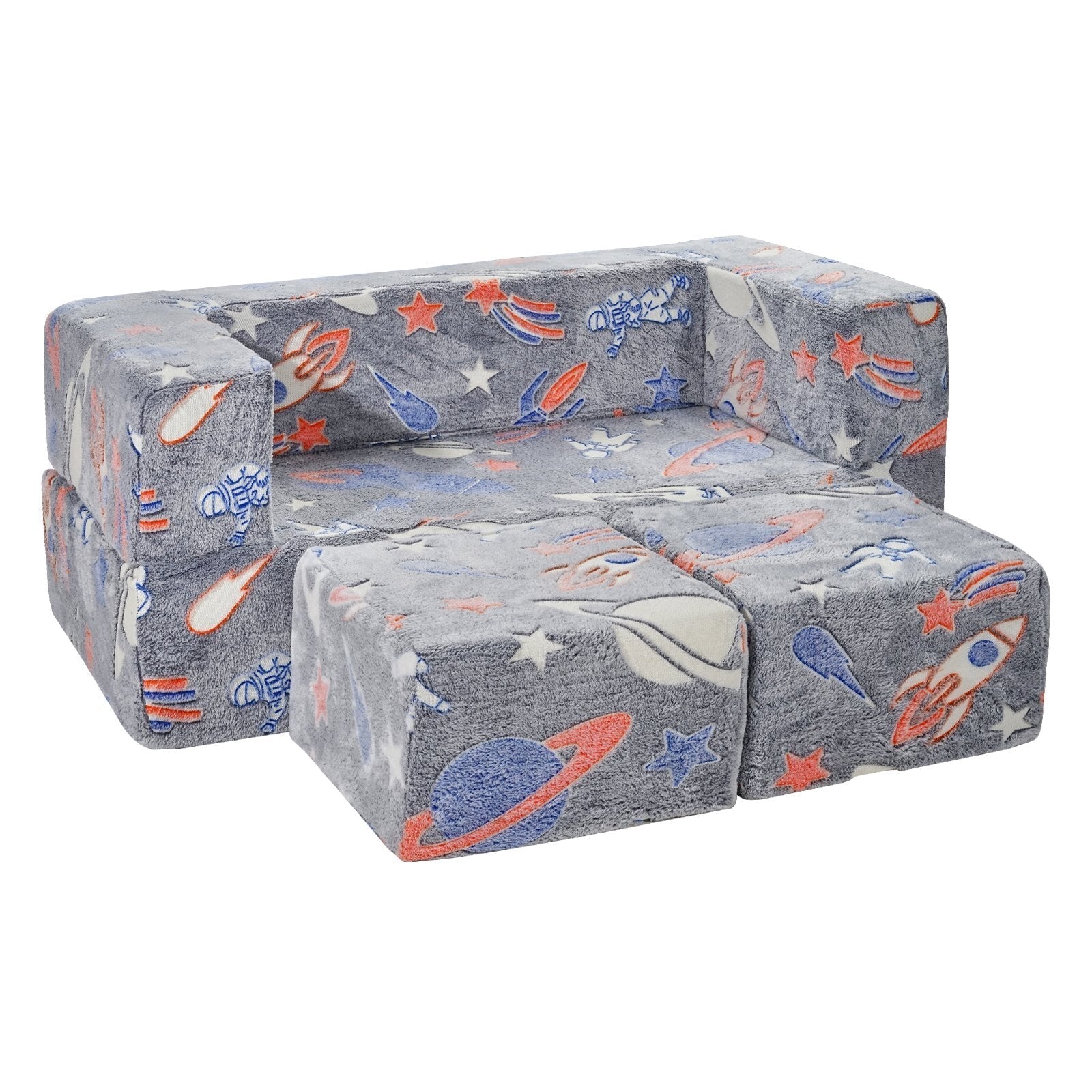 Kids Couch, 4Pcs Toddler Couch Sofa Bed, Kids Chair Seat Playroom Furniture, Child Sectional Sofa with Removable Cover for Kids Girls & Boys, Dark Grey LuxuryLifeWay Online Store