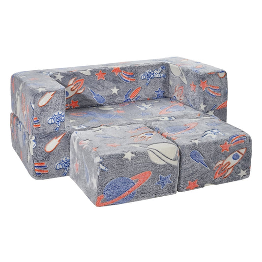 Kids Couch, 4Pcs Toddler Couch Sofa Bed, Kids Chair Seat Playroom Furniture, Child Sectional Sofa with Removable Cover for Kids Girls & Boys, Dark Grey LuxuryLifeWay Online Store