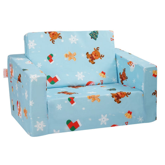 Kids Couch, 2-in-1 Toddler Chairs Comfy, Toddler Couch Sofa Bed Fold Out, Convertible Sofa to Lounger, Kids Chair Seat Playroom Furniture for Kids Girls & Boys, Sky Blue LuxuryLifeWay Online Store