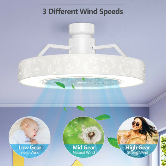 23 Inch Ceiling Fan with LED Light and Remote Control-White LuxuryLifeWay Online Store