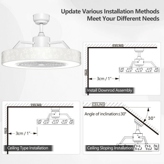 23 Inch Ceiling Fan with LED Light and Remote Control-White LuxuryLifeWay Online Store