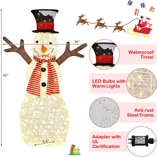 Indoor/Outdoor Christmas Lighted Snowman Decorations with Pre-Lit 80 Lights LuxuryLifeWay Online Store
