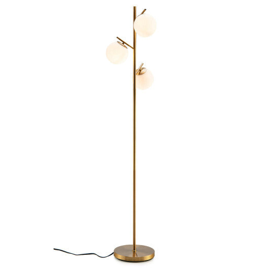 3-Globe Floor Lamp with Foot Switch and Bulb Bases-Golden LuxuryLifeWay Online Store