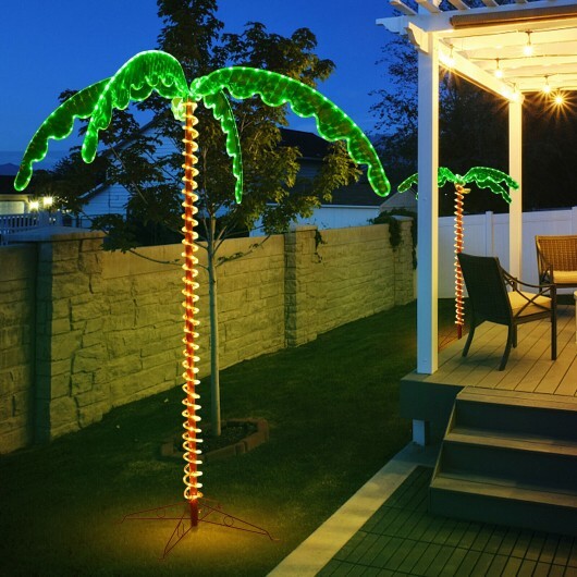 7 Feet LED Pre-lit Palm Tree Decor with Light Rope