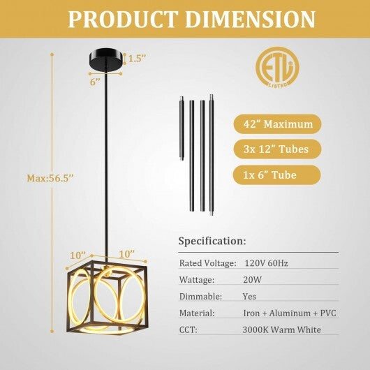 Modern LED Pendant Light with 42 Inches Adjustable Suspender-Golden LuxuryLifeWay Online Store