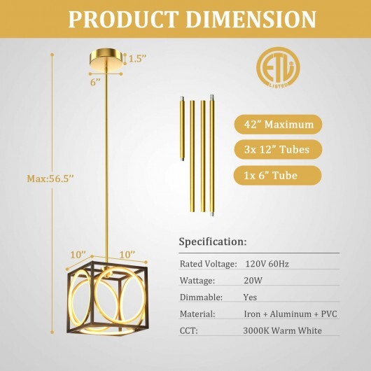 Modern LED Pendant Light with 42 Inches Adjustable Suspender-Golden LuxuryLifeWay Online Store