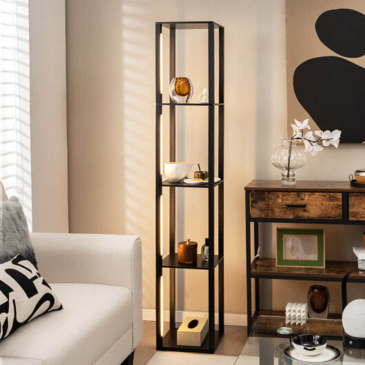 64 Inches Floor Lamp with 3-Level Dimmable LED Bulbs and Rotatable LED Poles-Walnut LuxuryLifeWay Online Store