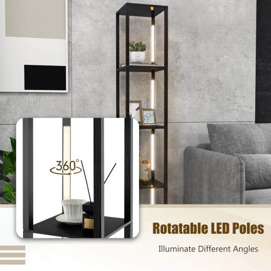 64 Inches Floor Lamp with 3-Level Dimmable LED Bulbs and Rotatable LED Poles-Walnut LuxuryLifeWay Online Store