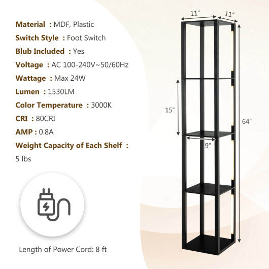 64 Inches Floor Lamp with 3-Level Dimmable LED Bulbs and Rotatable LED Poles-Walnut LuxuryLifeWay Online Store