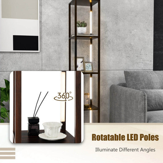 64 Inches Floor Lamp with 3-Level Dimmable LED Bulbs and Rotatable LED Poles-Walnut LuxuryLifeWay Online Store