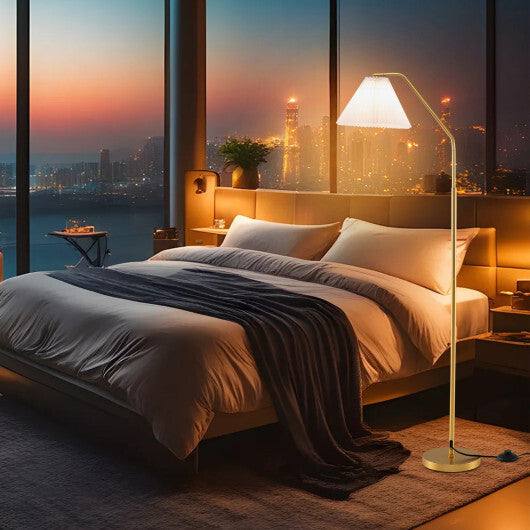 Modern Standing Lamp with Adjustable Lamp Head and Pleated Lampshade LuxuryLifeWay Online Store