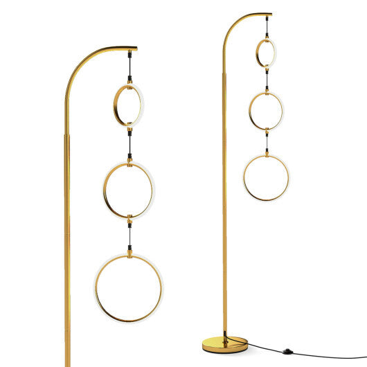 3-Circle Dimmable LED Floor Lamp with Foot Pedal Switch 3 Color Temperatures-Golden LuxuryLifeWay Online Store