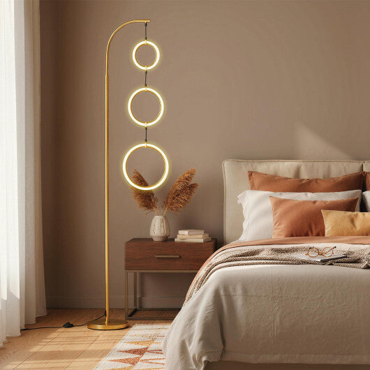 3-Circle Dimmable LED Floor Lamp with Foot Pedal Switch 3 Color Temperatures-Golden LuxuryLifeWay Online Store