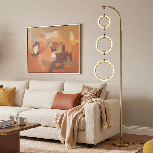 3-Circle Dimmable LED Floor Lamp with Foot Pedal Switch 3 Color Temperatures-Golden LuxuryLifeWay Online Store