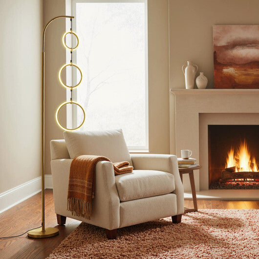 3-Circle Dimmable LED Floor Lamp with Foot Pedal Switch 3 Color Temperatures-Golden LuxuryLifeWay Online Store