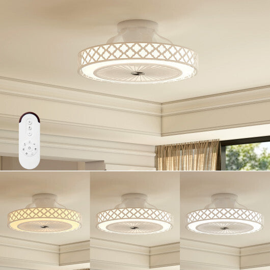 19 Inch Ceiling Fan with Light Low Profile Flush Mount Fan-White LuxuryLifeWay Online Store