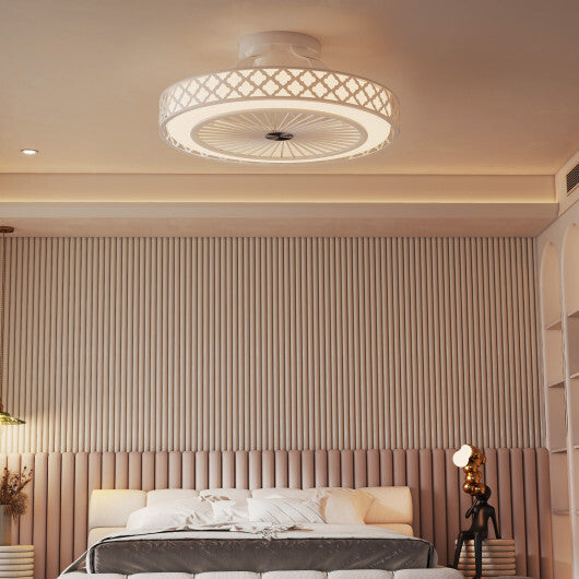 19 Inch Ceiling Fan with Light Low Profile Flush Mount Fan-White LuxuryLifeWay Online Store