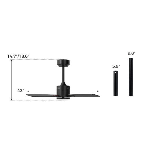 42inch Ceiling Fan with Light and Remote 3CCT LED with Memory 4H Timer 6 Speeds-Black LuxuryLifeWay Online Store